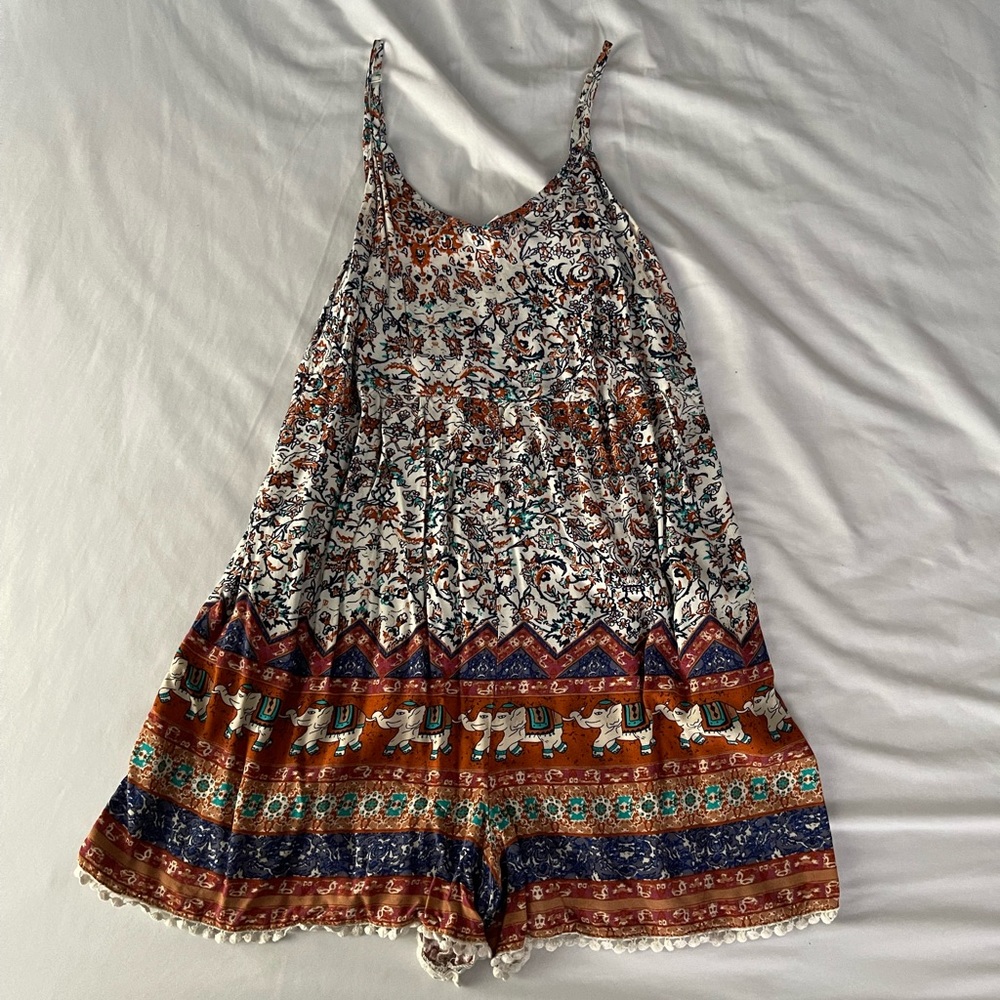 boho spaghetti strap romper